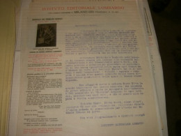 LETTERA SU CARTA INTESTATA ISTITUTO EDITORIALE LOMBARDO - Documents Historiques