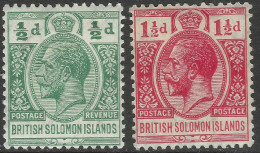 British Solomon Islands. 1922-31 KGV. ½d, 1½d MH. Mult Script CA W/M SG 39, 42. M5018 - Salomonseilanden (...-1978)