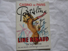 RARE - PROGRAMME DEDICACE Par LINE RENAUD - CASINO DE PARIS - Une Super Revue - Música