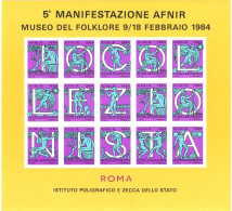 1984  ROMA  MANIFESTAZIONE AFNIR MUSEO DEL FOLKLORE 9/18 FEBBRAIO 1984 ERINNOFILO FOGLIETTO - Erinnophilie