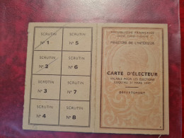 CARTE ELECTEUR 1946 SCHARRACHBERGHEIM WINTZENHEIM GENEALOGIE WOLFF FRITSCHMANN - Historical Documents