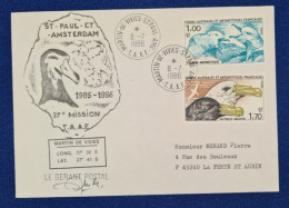 TAAF,  Timbres Numéros 115 Et 116 Oblitérés De St PAUL Le 8/7/1986. - Storia Postale