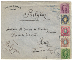 Sweden Cover HOTELL KRAMER MALMÖ Canc. Trelleborg 1907 > Belgium Huy C. D'arrivée - Brieven En Documenten