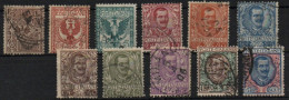 REGNO D'ITALIA  1901 "Floreale" Sassone N. 68/78 + 91 , Serie Completa 12 Valori Annullata. - Usati