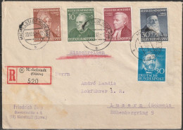 BRD 1952 MiNr.156 - 158, 161 Helfer Der Menschheit, 75 Jahre Telefon In Deutschland Einschreiben  ( D 4897 ) - Cartas & Documentos