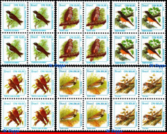 Ref. BR-2443-48-Q BRAZIL 1994 - ANIMALS & FAUNA, CR$,MI# 2569-2583, BLOCKS MNH, BIRDS 24V Sc# 2443-2448 - Blocks & Sheetlets