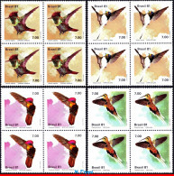 Ref. BR-1739-42-Q BRAZIL 1981 - HUMMINGBIRDS, ANIMALS &FAUNA, MI# 1823-26, BLOCKS MNH, BIRDS 16V Sc# 1739-1742 - Hummingbirds