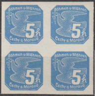 023/ Pof. NV 2, Ultramarin Blue, 4-block - Unused Stamps