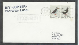 1987 Paquebot Cover, Norway Bird Stamps Used In Newcastle, United Kingdom - Cartas & Documentos