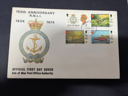8-5-2024 (4 Z 29)  FDC (Isle Of Man) Europa 1974 - 150th Anniversary Of R.N.L.I ( Some Rust ) - Man (Insel)