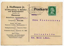 Germany 1927 Postcard; Hannover - J. Hofffman Jr, Großhandlung In Metallen Und Rohprodukten; 5pf. Friedrich Von Schiller - Briefe U. Dokumente