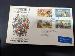 8-5-2024 (4 Z 29)  FDC (Isle Of Man) Europa 1974 - Churchill Anniversary  ( Some Rust ) - Isle Of Man