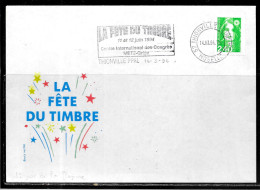 K153 - ROULETTE MARIANNE DE BRIAT SUR LETTRE DE THIONVILLE DU 14/03/94 - LA FETE DU TIMBRE - 1961-....