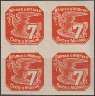024/ Pof. NV 3, Red Orange, 4-block - Unused Stamps