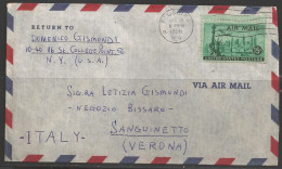 1956 15 Cents New York Skyline Airmail Flushing (Dec 19) NY To Italy - Storia Postale