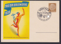 Deutsches Reich Privatganzsache Philatelie Tag Der Briefmarke SST München 1939 - Storia Postale