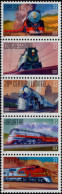 1998 32 Cents All Aboard, Trains, Strip Of 5, MNH - Ongebruikt