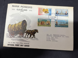 8-5-2024 (4 Z 29)  FDC (Isle Of Man) Europa 1975 - Manx Pioneers ( Some Rust ) 2 Covers (19 X 12cm) - Man (Ile De)