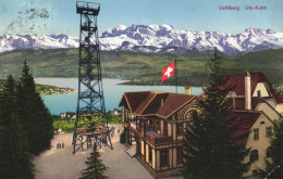 ZURICH, UETLIBERG, MOUNTAIN, ARCHITECTURE, FLAG, TOWER, LAKE, SWITZERLAND, POSTCARD - Zürich