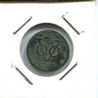 1746 HOLLAND VOC DUIT INDES NÉERLANDAIS NETHERLANDS NEW YORK COLONIAL PENNY #VOC2589.7.F.A - Nederlands-Indië