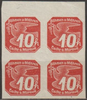 029/ Pof. NV 5, Brownish Red, Border 4-block - Unused Stamps