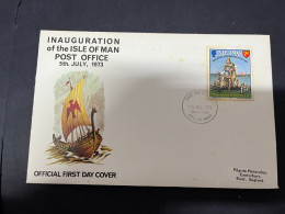 8-5-2024 (4 Z 29)  FDC (Isle Of Man) Europa 1973 - Post Office Inauguaration ( Some Rust ) (19 X 10,5 Cm) With Insert - Isola Di Man