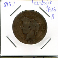 10 CENTIMES 1893 A FRANCIA FRANCE Moneda #AN076.E.A - 10 Centimes