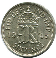 SIXPENCE 1945 UK GROßBRITANNIEN GREAT BRITAIN SILBER Münze #AZ063.D.A - H. 6 Pence