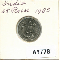 25 PAISE 1985 INDIA Coin #AY778.U.A - India