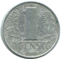 1 PFENNIG 1961 A DDR EAST DEUTSCHLAND Münze GERMANY #AE056.D.A - 1 Pfennig