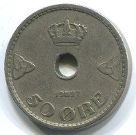 50 ORE 1927 NORWAY Coin #WW1039.U.A - Norway