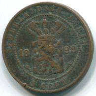 1 CENT 1898 NIEDERLANDE OSTINDIEN INDONESISCH Copper Koloniale Münze #S10066.D.A - Niederländisch-Indien