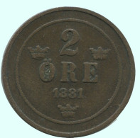 2 ORE 1881 SUÈDE SWEDEN Pièce #AC879.2.F.A - Suède