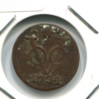 1764 HOLLAND VOC DUIT IINDES NÉERLANDAIS NETHERLANDS NEW YORK COLONIAL PENNY #VOC1823.10.F.A - Indie Olandesi