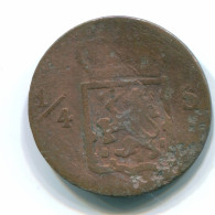 1/4 STUIVER 1826 SUMATRA NIEDERLANDE OSTINDIEN Copper Koloniale Münze #S11674.D.A - Indes Néerlandaises