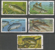 USA 1986 Fish SC# 2205/9 Cpl 5v Set From Booklet In VFU Condition - Fische