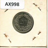 20 RAPPEN 1974 SUIZA SWITZERLAND Moneda #AX998.3.E.A - Andere & Zonder Classificatie