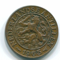 1 CENT 1965 NETHERLANDS ANTILLES Bronze Fish Colonial Coin #S11121.U.A - Antilles Néerlandaises