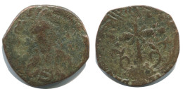 JESUS CHRIST ANONYMOUS CROSS FOLLIS Ancient BYZANTINE Coin 3.6g/24mm #AB340.9.U.A - Byzantines