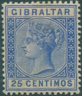 Gibraltar 1889 SG26 QV 25c Ultramarine MH - Gibraltar