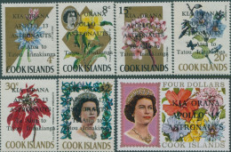 Cook Islands 1970 SG321-327 Apollo 13 Ovpts Flowers QEII No Fluorescent Markings - Cookeilanden