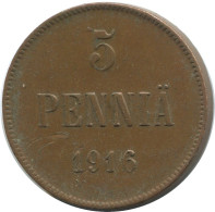 5 PENNIA 1916 FINNLAND FINLAND Münze RUSSLAND RUSSIA EMPIRE #AB212.5.D.A - Finlande