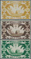 French Oceania 1942 SG158-160 Polynesian Canoe MLH - Other & Unclassified