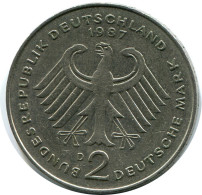 2 DM 1969 D K. ADENAUER BRD DEUTSCHLAND Münze GERMANY #DB344.D.A - 2 Marchi