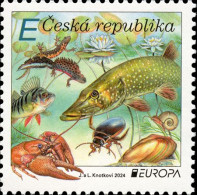 Czech Tschechien Tchèque 2024 Europa CEPT Underwater Flora And Fauna Fishes Crayfish Tritons Bugs Flowers Stamps MNH - Unused Stamps