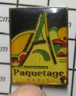 1818B  Pin's Pins / Beau Et Rare / MARQUES / PAQUETAGE PARIS TOUR EIFFEL BAGAGE MAROQUINERIE - Marche