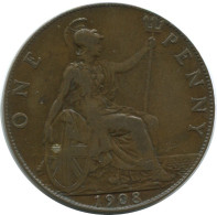 PENNY 1908 UK GREAT BRITAIN Coin #AG864.1.U.A - D. 1 Penny