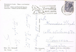 55028. Postal BASSANO De GRAPPA (Vicenza) 1958, Vista Plaza Libertá De GARIBALDI. Vittoria MONTE GRAPPA - 1946-60: Poststempel