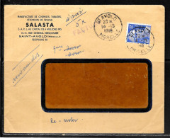 K156 - MARIANNE DE GANDON SUR LETTRE DE SAINT AVOLD DU 14/10/49 - FACTURE SALASTRA - 1921-1960: Période Moderne