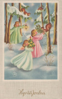 ANGELO Buon Anno Natale Vintage Cartolina CPSMPF #PAG839.A - Engelen